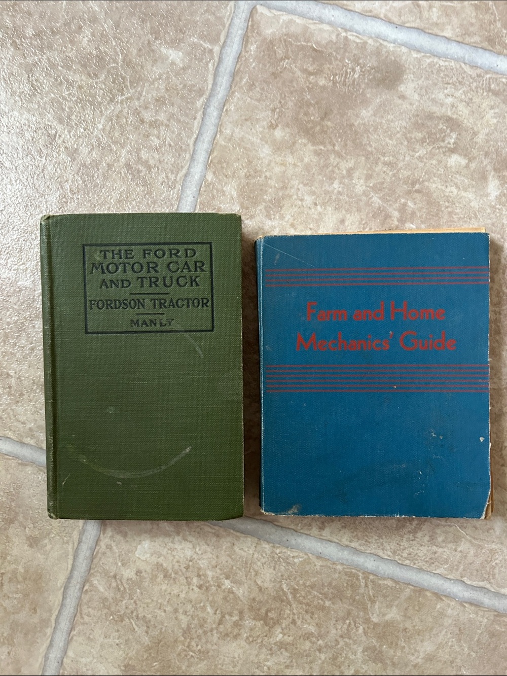 Vintage mechanics books - Green and Blue Hardcover Guides